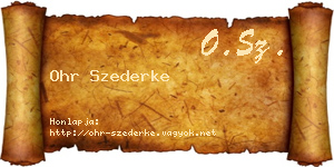 Ohr Szederke névjegykártya